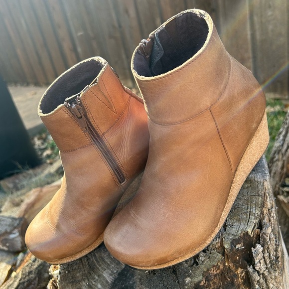 Birkenstock Papillio Ebba Brown Wedge Cork Ankle Boots Anthropologie Sz-36. C - Picture 10 of 14